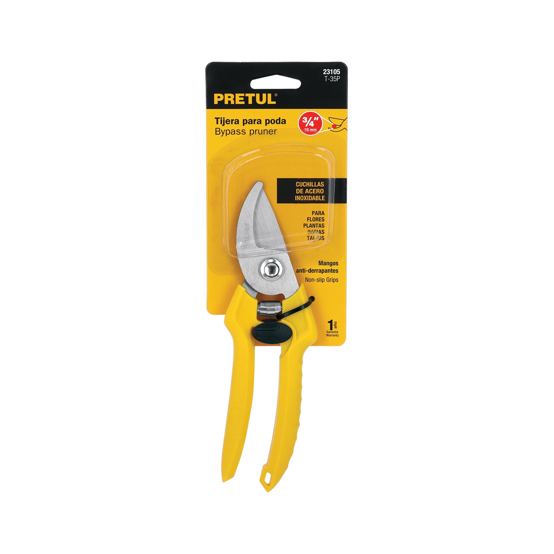 Tijera para poda 8" cuchilla de paso de acero inox, PRETUL