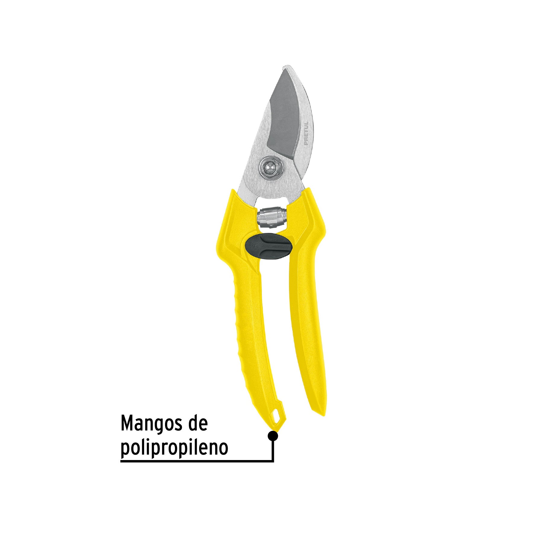 Tijera para poda 8" cuchilla de paso de acero inox, PRETUL