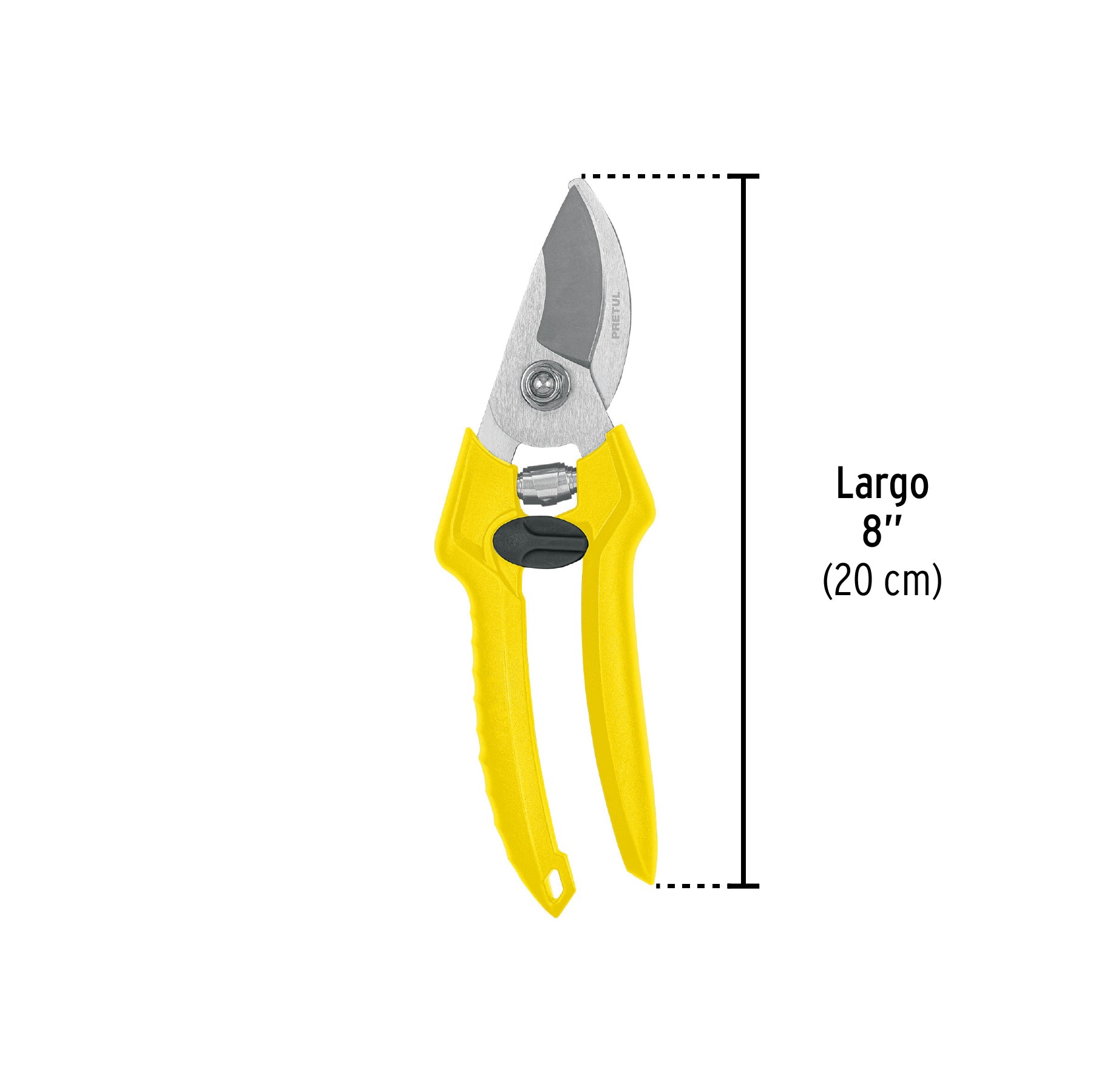 Tijera para poda 8" cuchilla de paso de acero inox, PRETUL