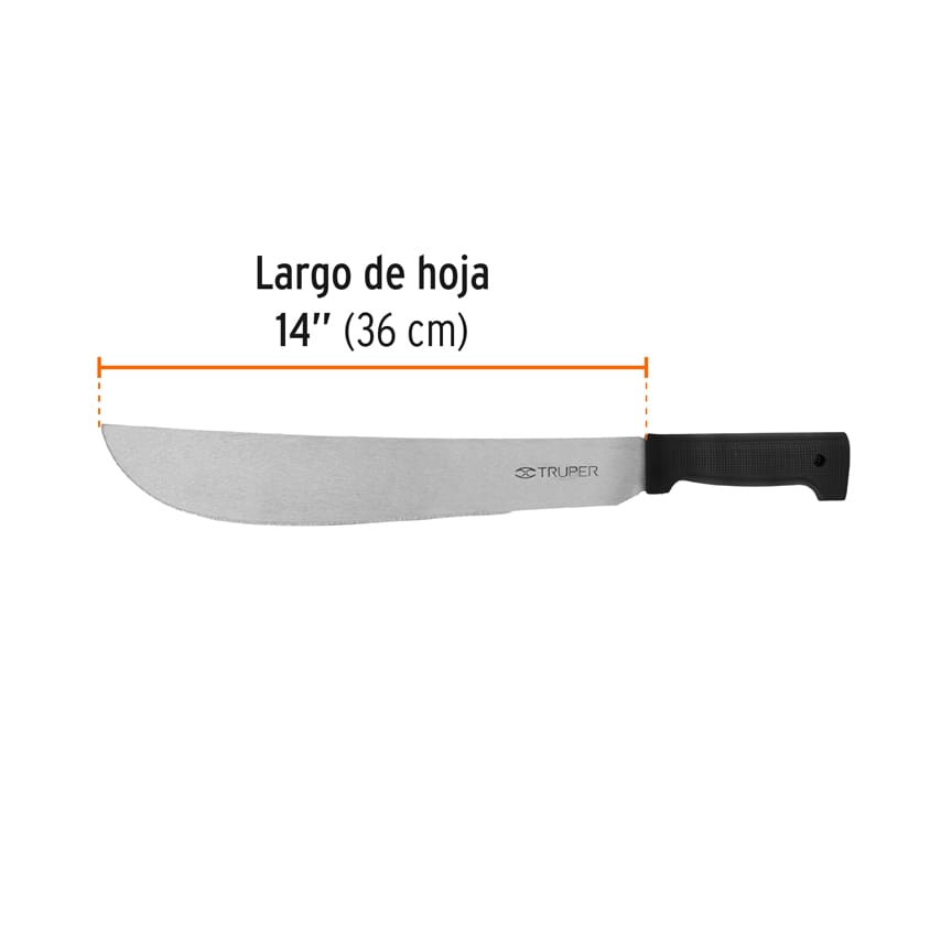 Machete estándar 14" cacha negra inyectada, TRUPER