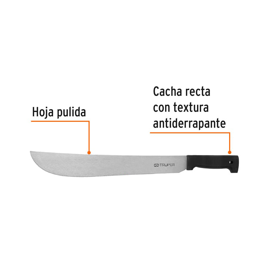 Machete estándar 16" cacha negra inyectada, TRUPER