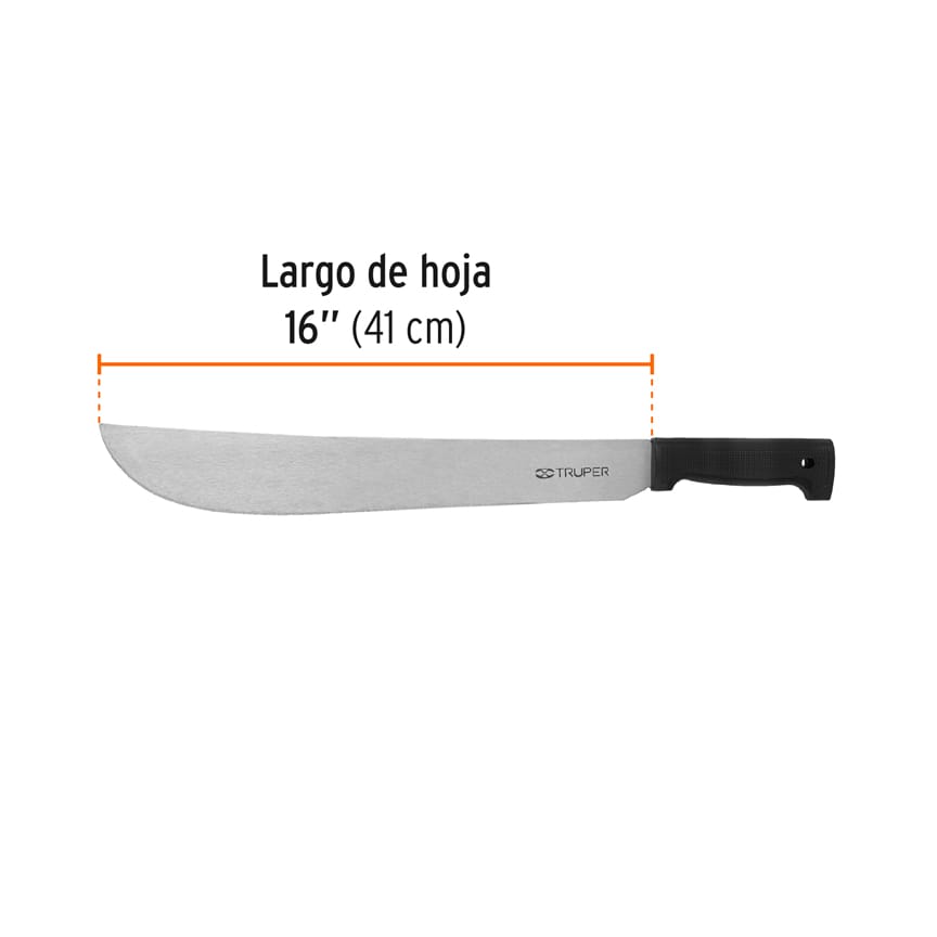 Machete estándar 16" cacha negra inyectada, TRUPER