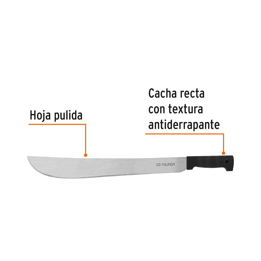 Machete estándar 18" cacha negra inyectada, TRUPER