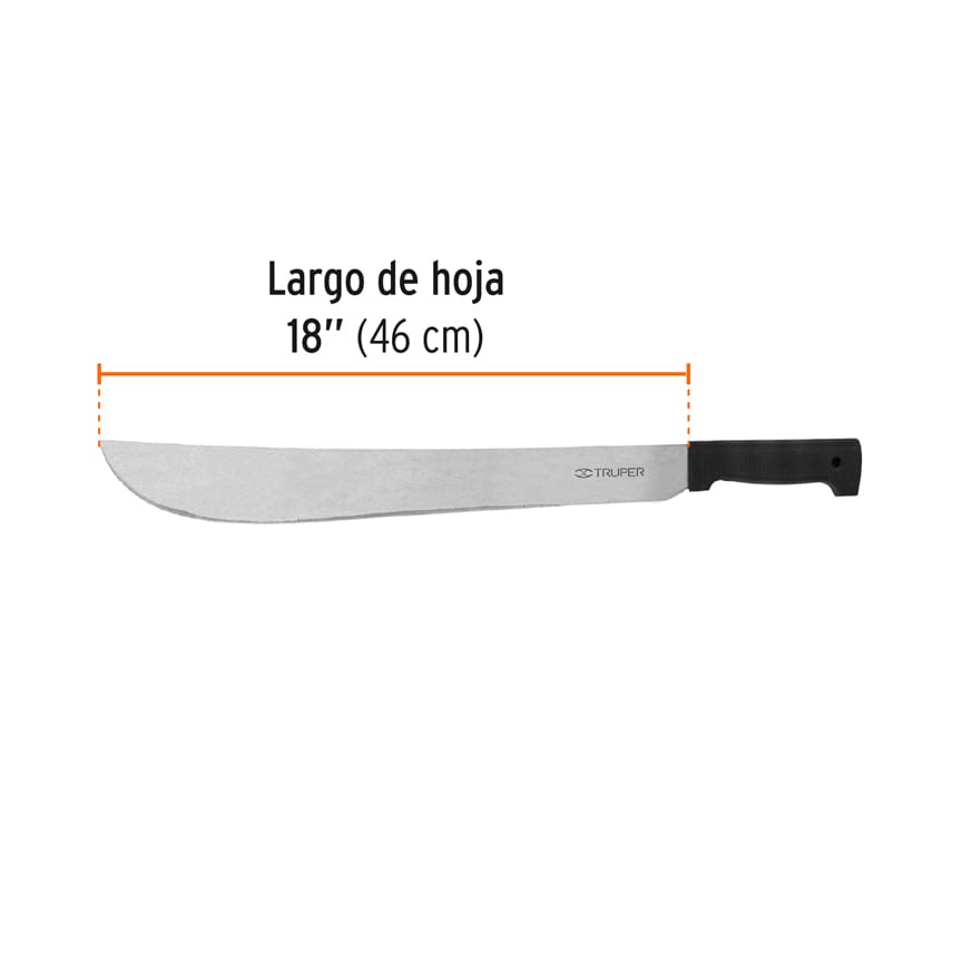 Machete estándar 18" cacha negra inyectada, TRUPER