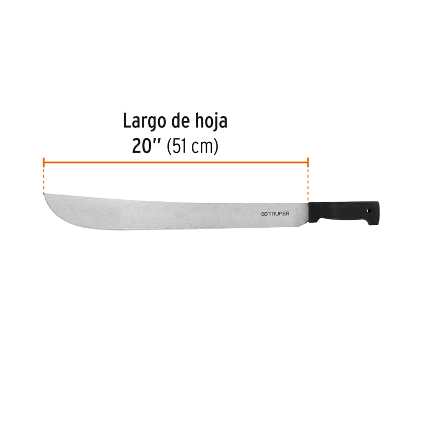 Machete estándar 20" cacha negra inyectada, TRUPER