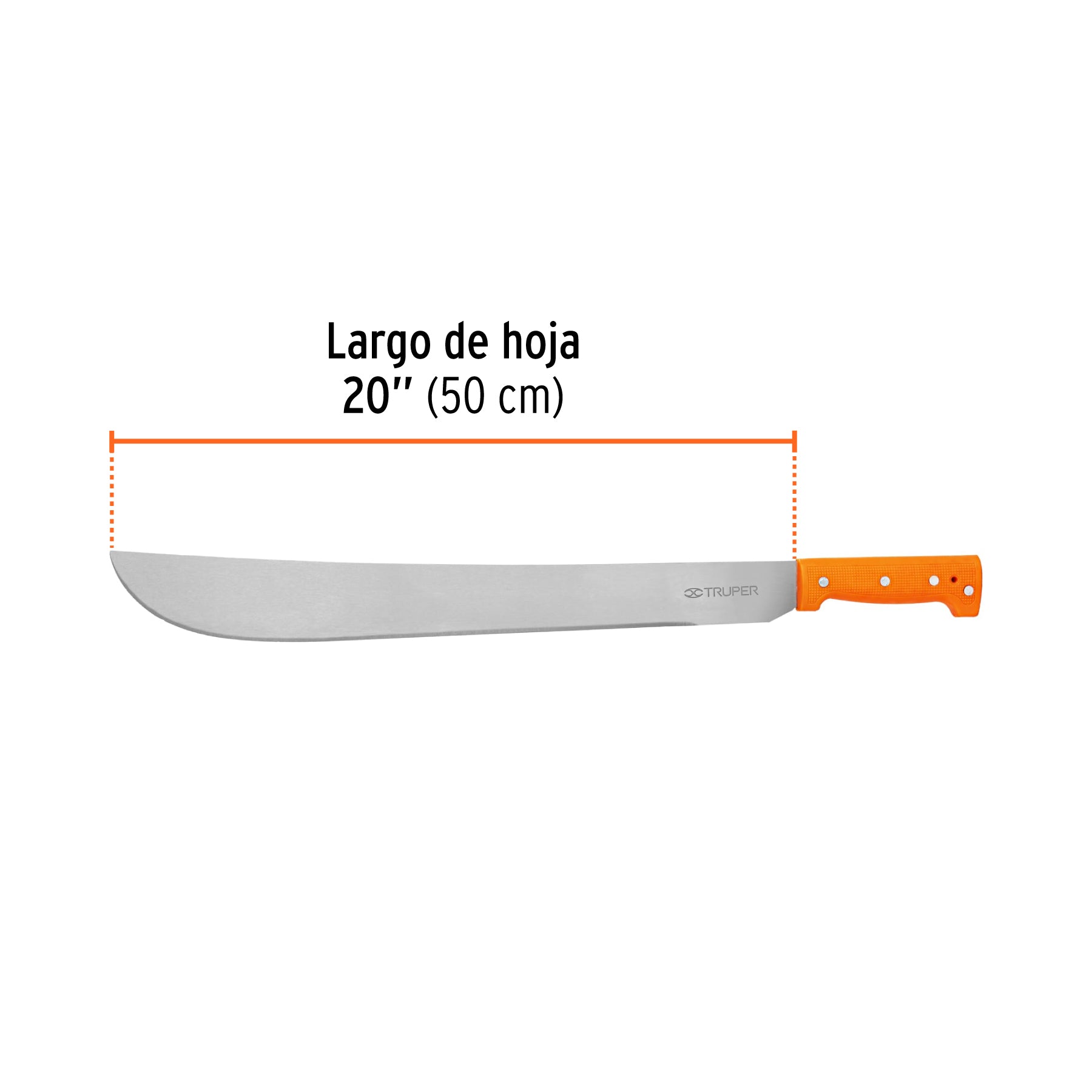 Machete estándar 20" cacha naranja remachada, TRUPER
