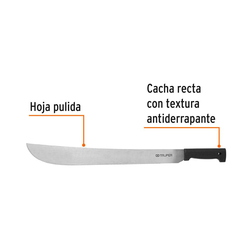 Machete estándar 22" cacha negra inyectada, TRUPER
