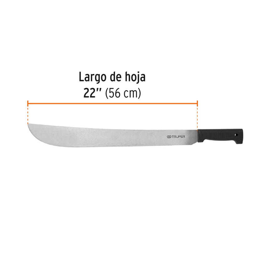 Machete estándar 22" cacha negra inyectada, TRUPER