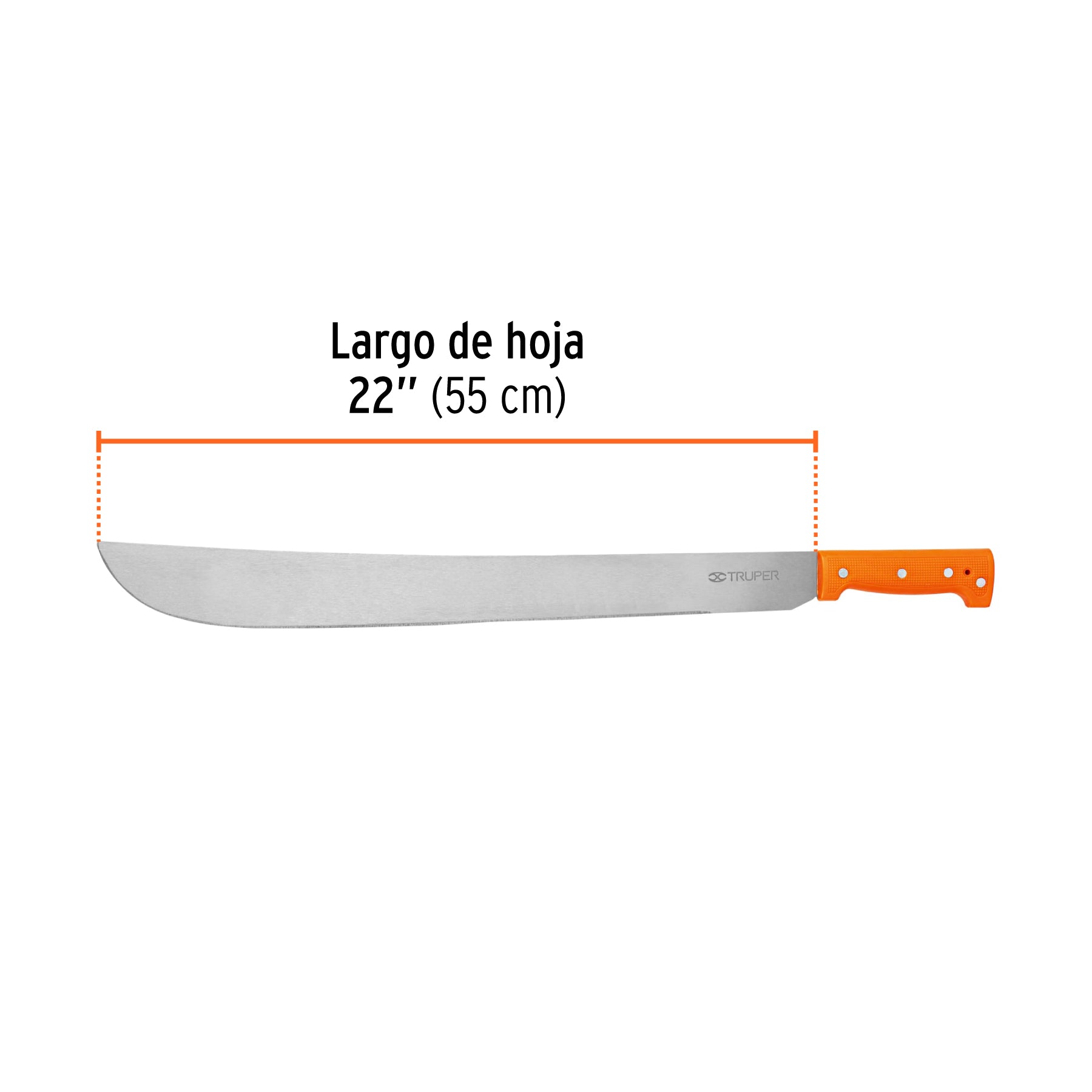 Machete estándar 22" cacha naranja remachada, TRUPER