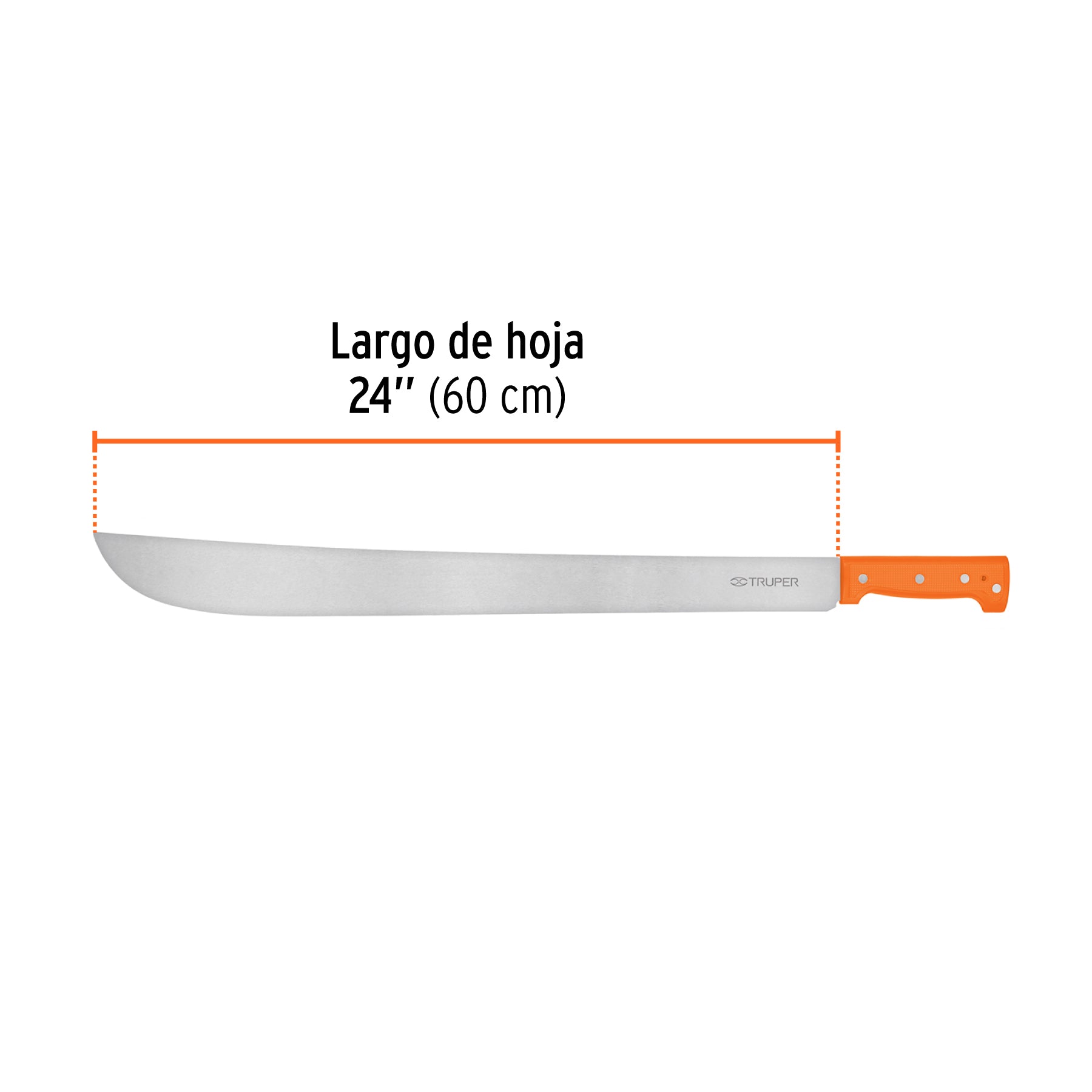 Machete estándar 24" cacha naranja remachada, TRUPER