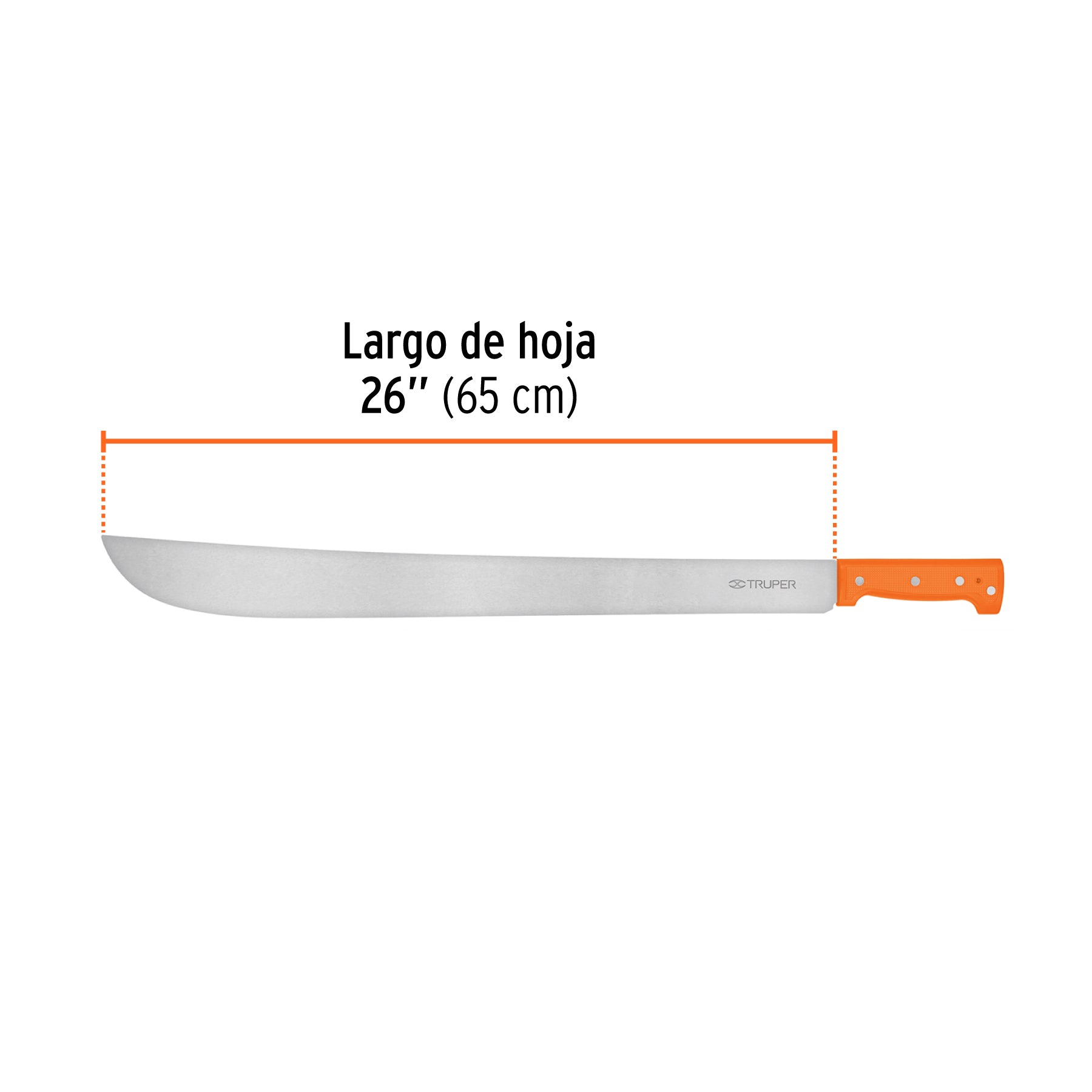 Machete estándar 26" cacha naranja remachada, TRUPER
