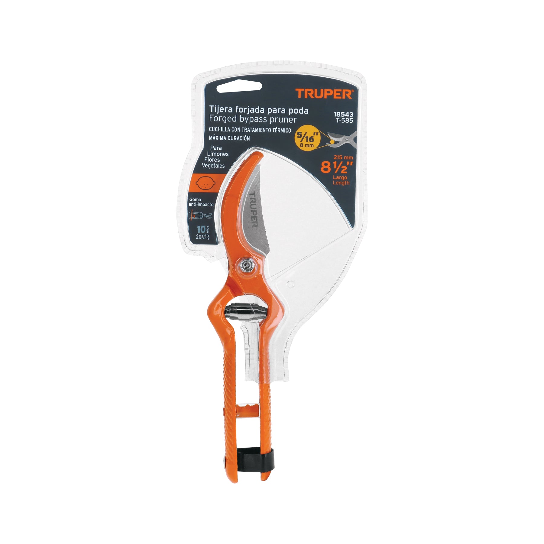 Tijera para poda 8-1/2" forjada cuchilla de paso, TRUPER