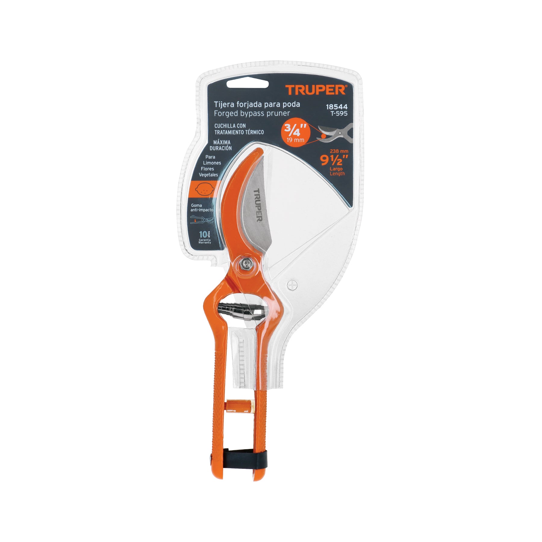 Tijera para poda 9-1/2" forjada cuchilla de paso, TRUPER