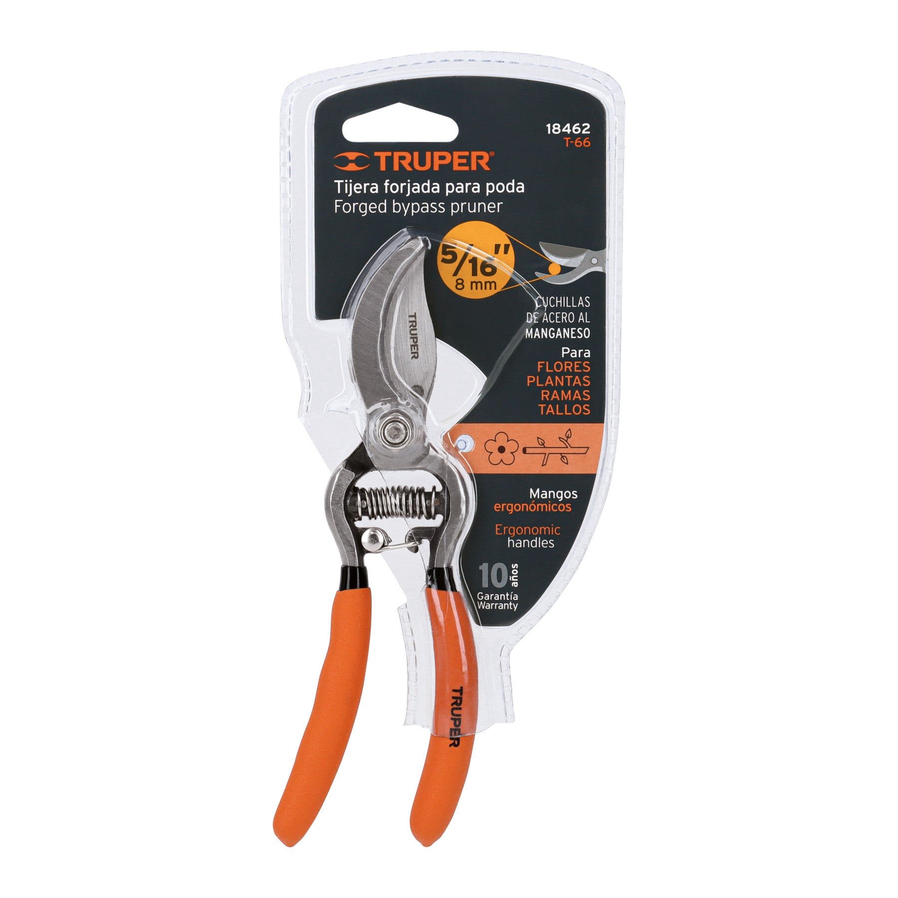 Tijera forjada para poda 6 1/2" para jardinería, TRUPER