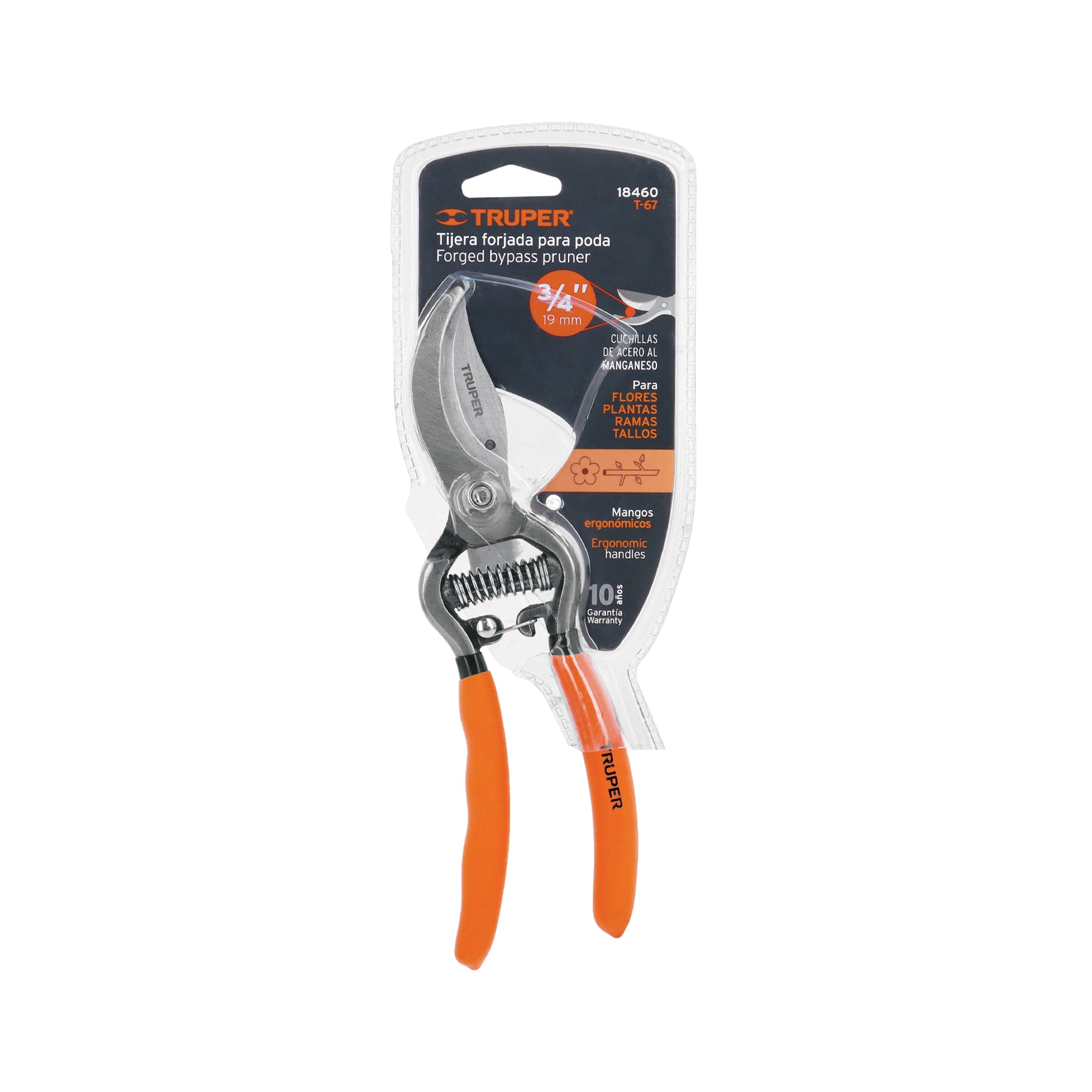 Tijera forjada para poda 8-1/2" para jardinería, TRUPER