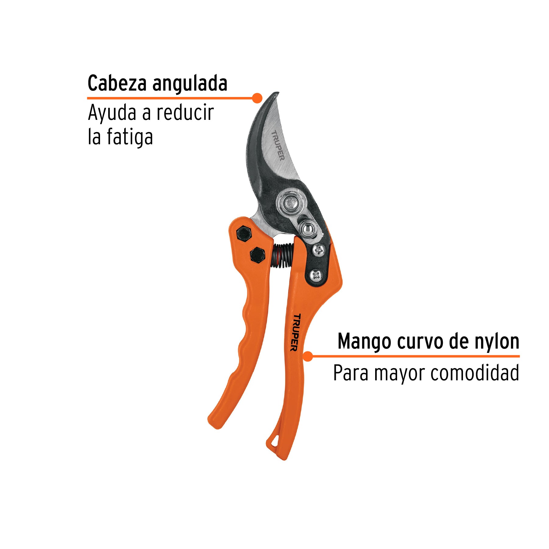 Tijera para poda 8" de nylon con cuchillas acero SK5, TRUPER