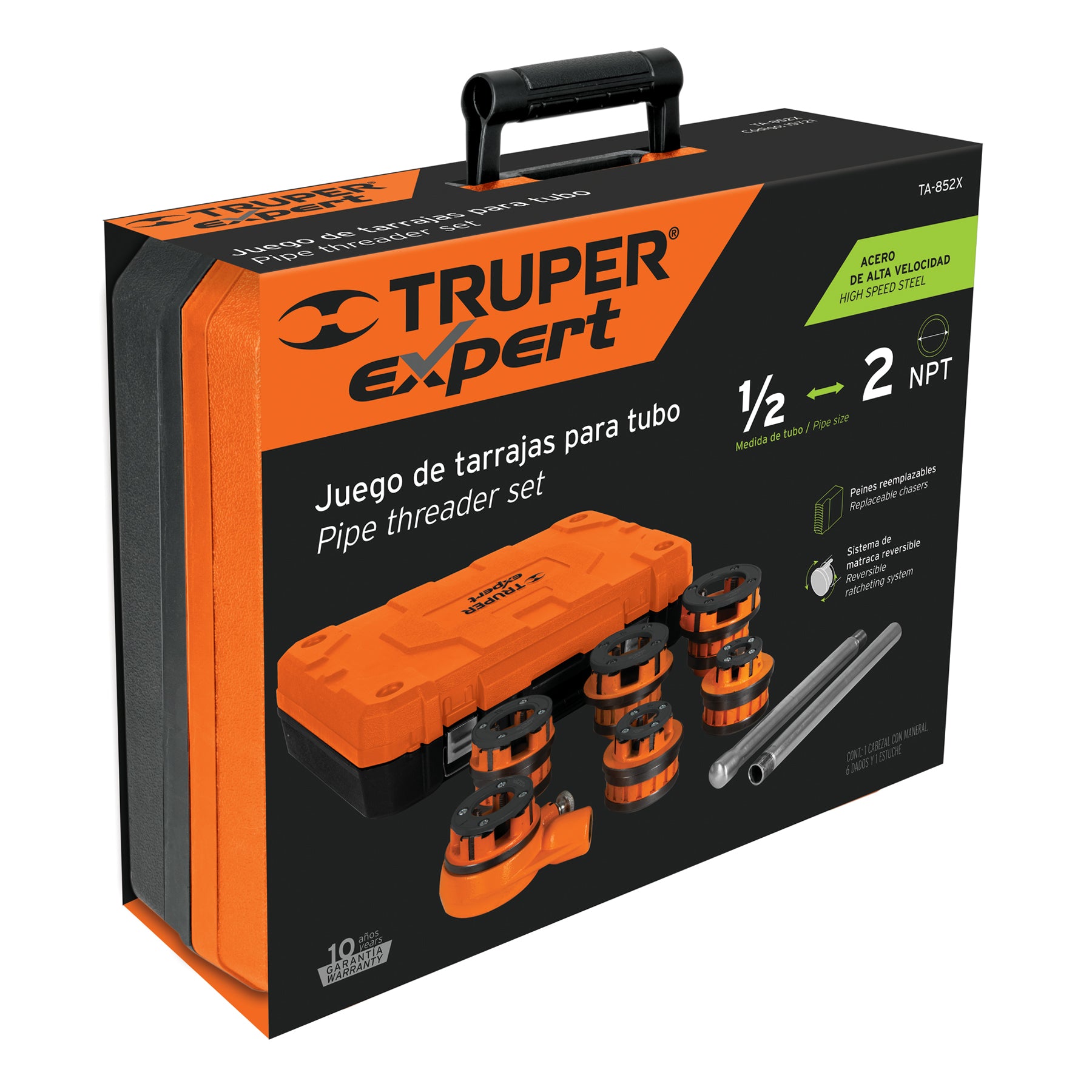 Juego de 7 tarrajas para tubo de 1/2" a 2", TRUPER EXPERT