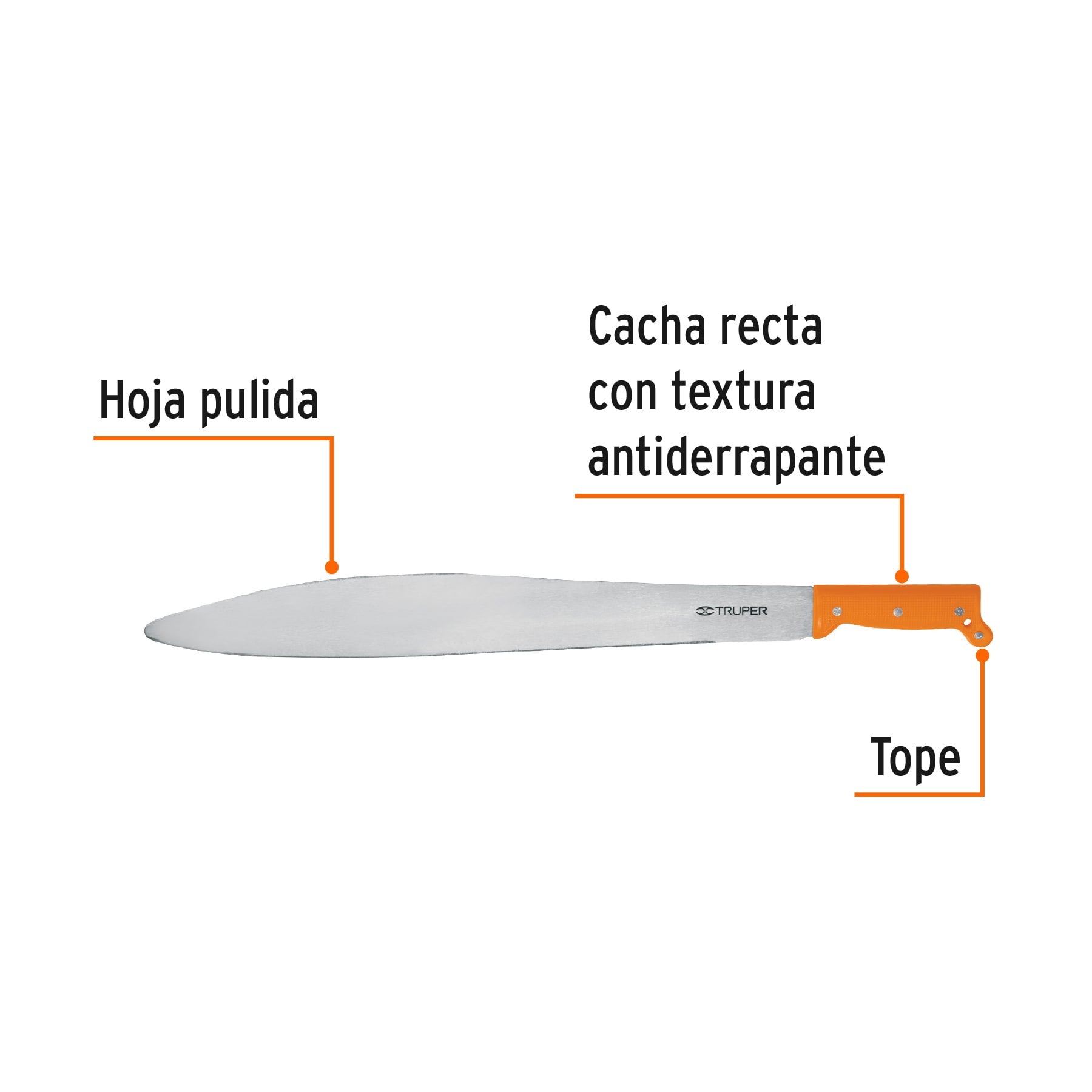 Machete acapulqueño de 22" cacha naranja, TRUPER