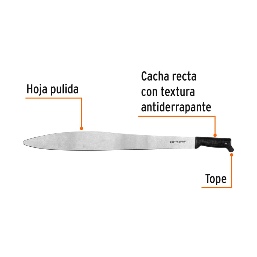 Machete acapulqueño de 24" cacha negra inyectada, TRUPER