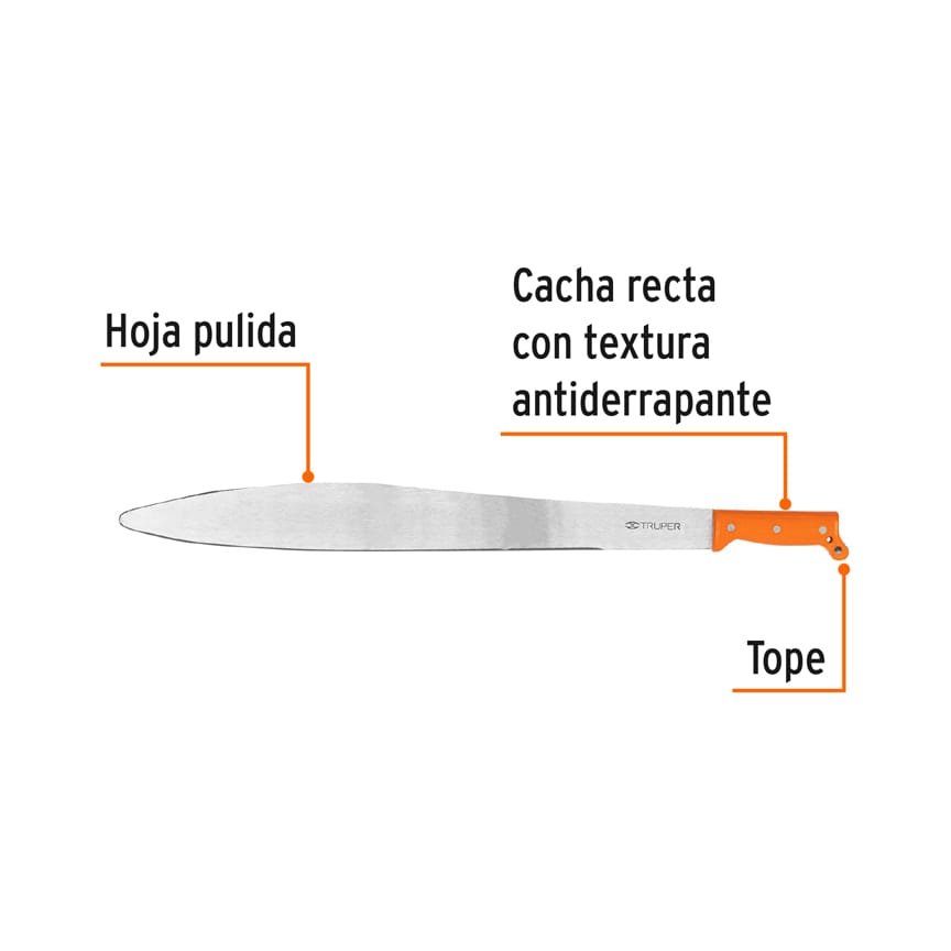 Machete acapulqueño de 24" cacha naranja, TRUPER