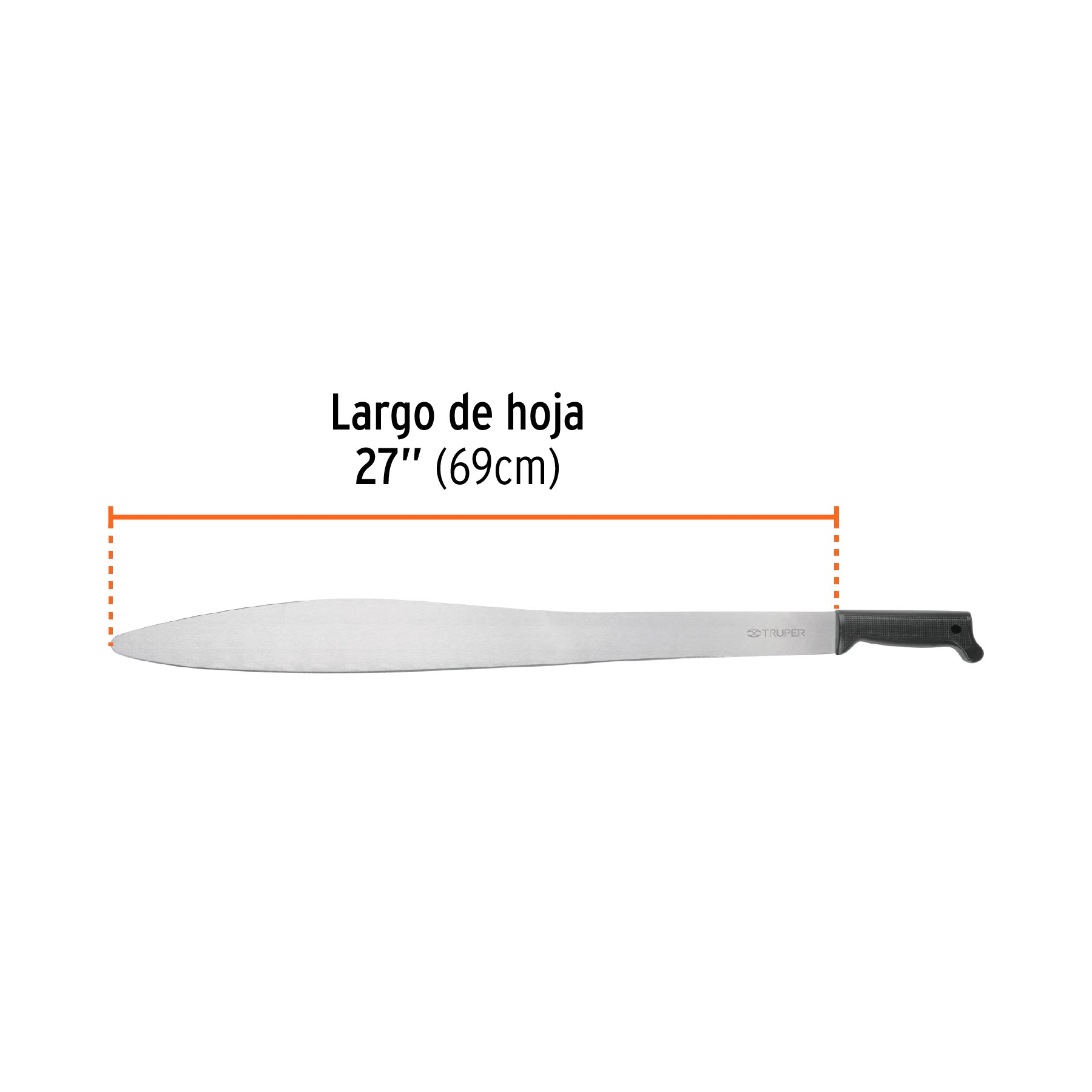 Machete acapulqueño de 27" cacha negra inyectada, TRUPER