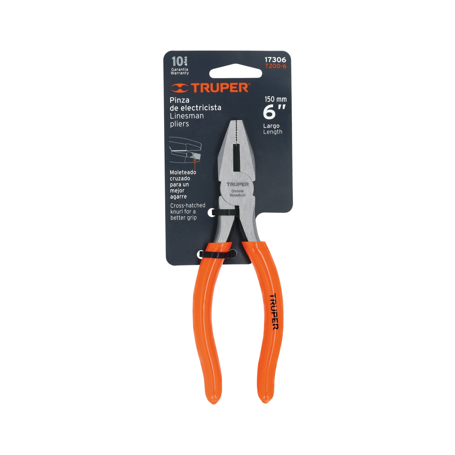 Pinza para electricista 6" mango de PVC, TRUPER