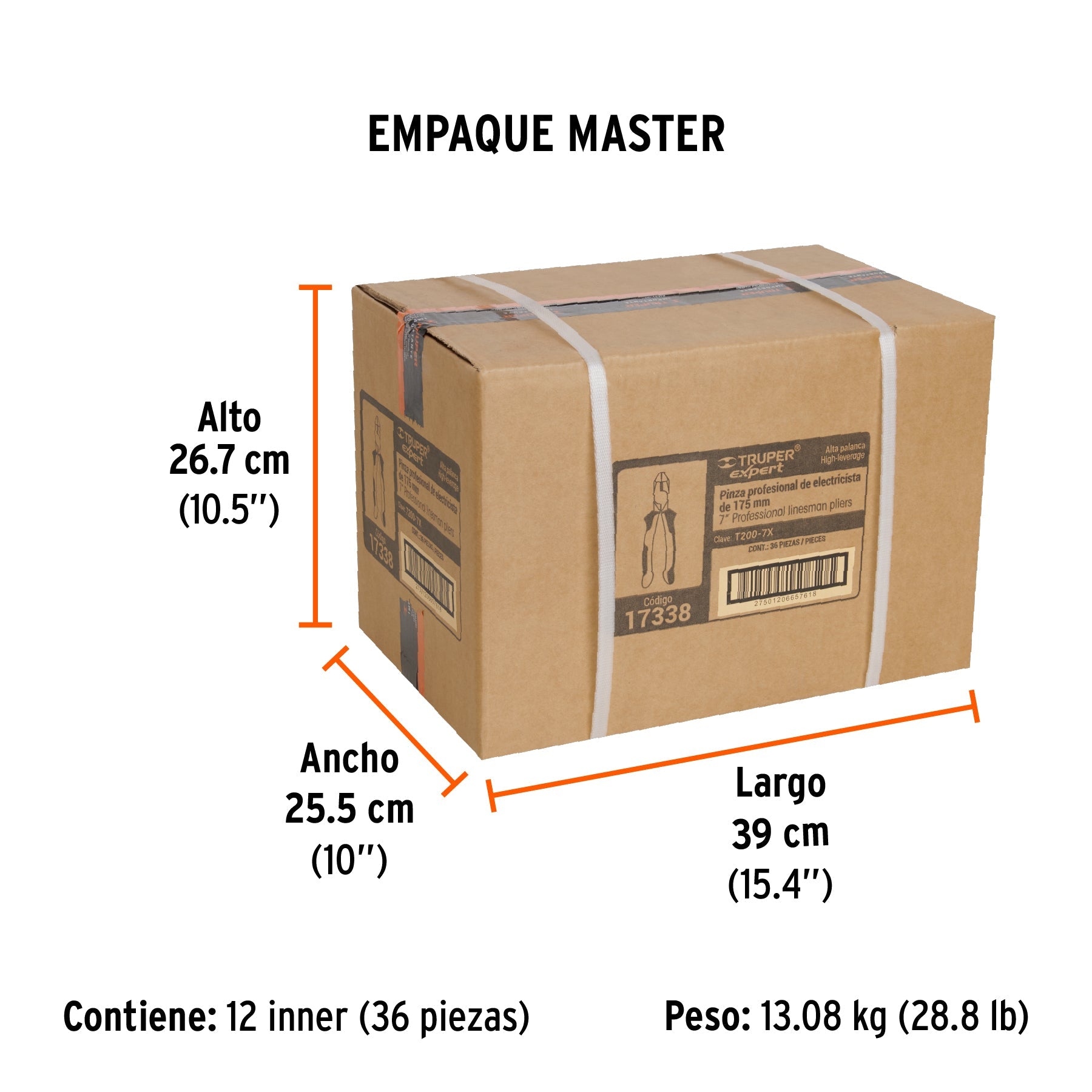 Pinza electricista 7" uso rudo, alta palanca, Comfort Grip - Empaque