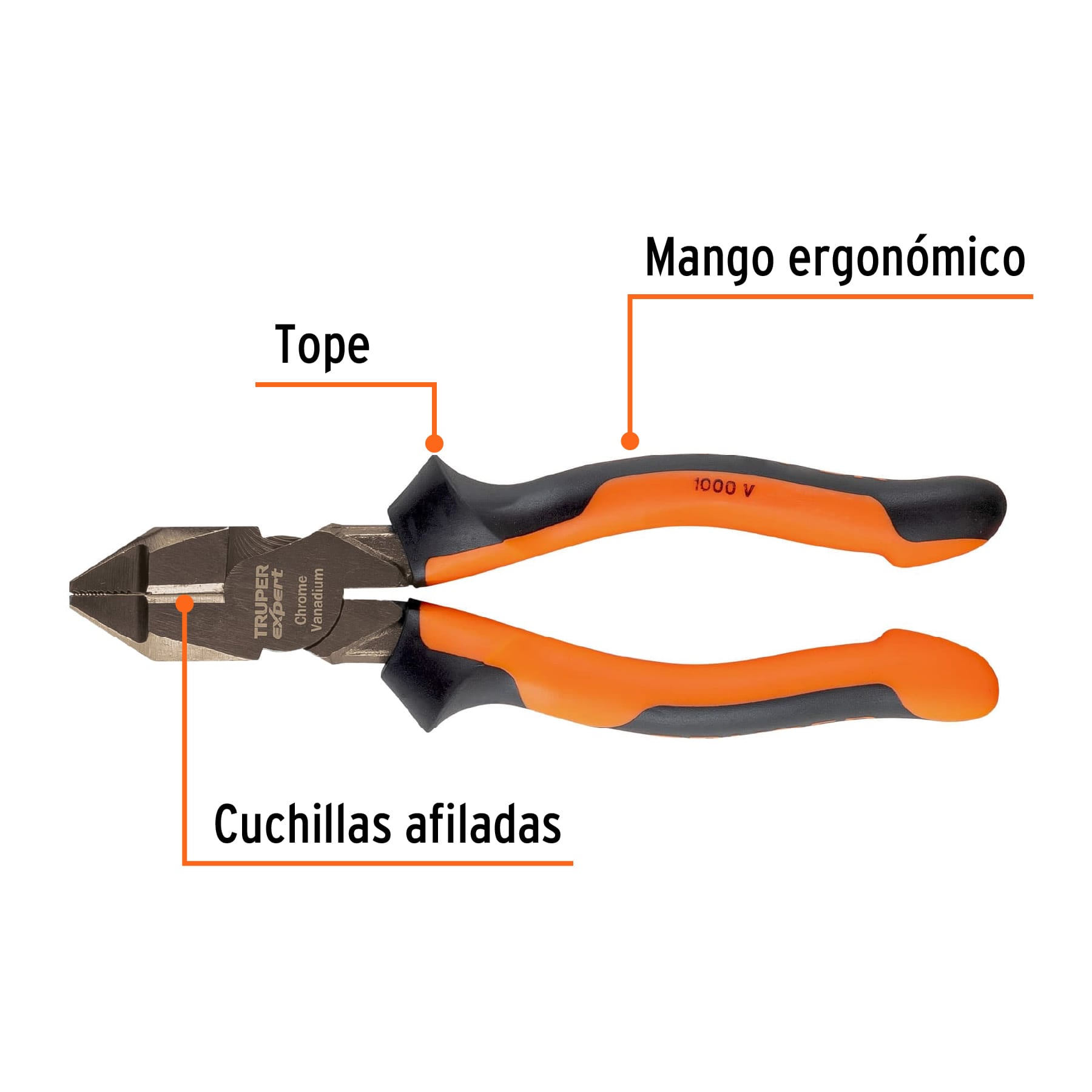 Pinza electricista 7" uso rudo, alta palanca, Comfort Grip