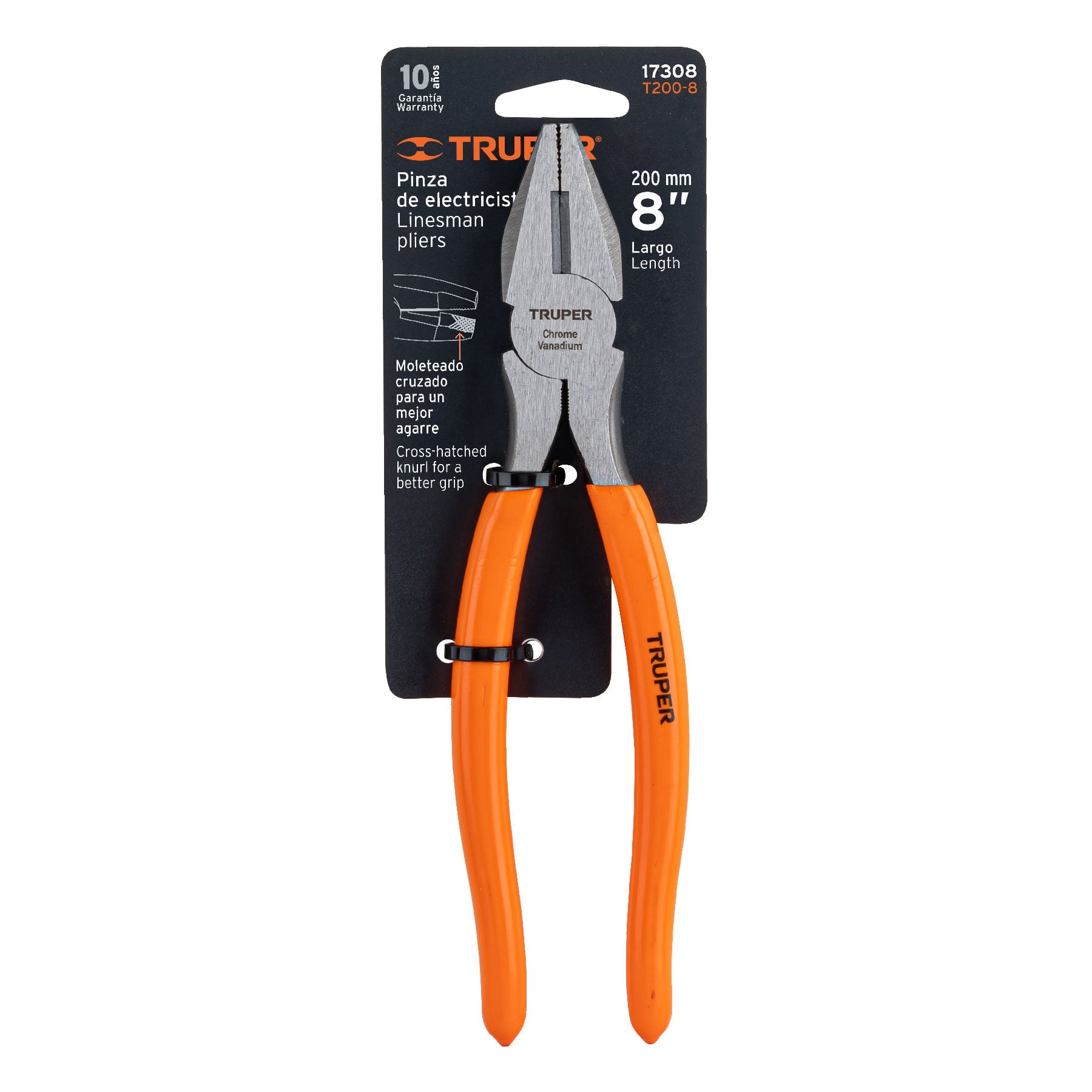Pinza para electricista 8" mango de PVC, TRUPER