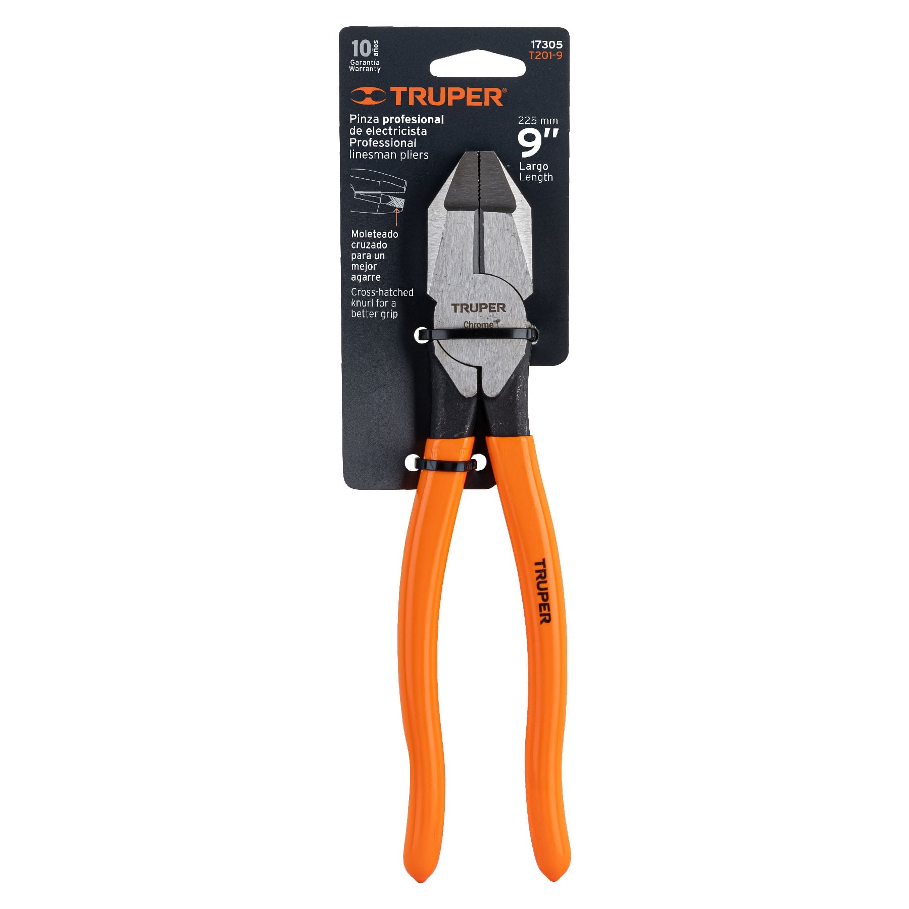 Pinza para electricista 9" uso rudo, mango PVC, TRUPER