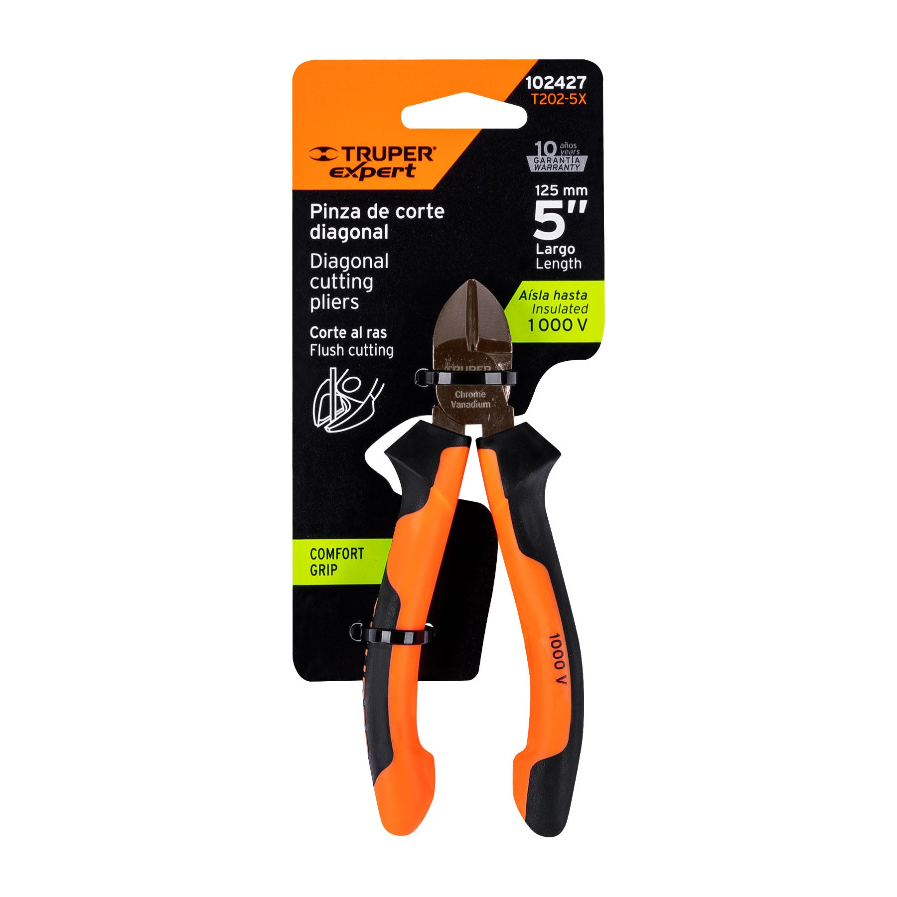 Pinza corte diagonal 5" alta palanca, Comfort Grip, EXPERT