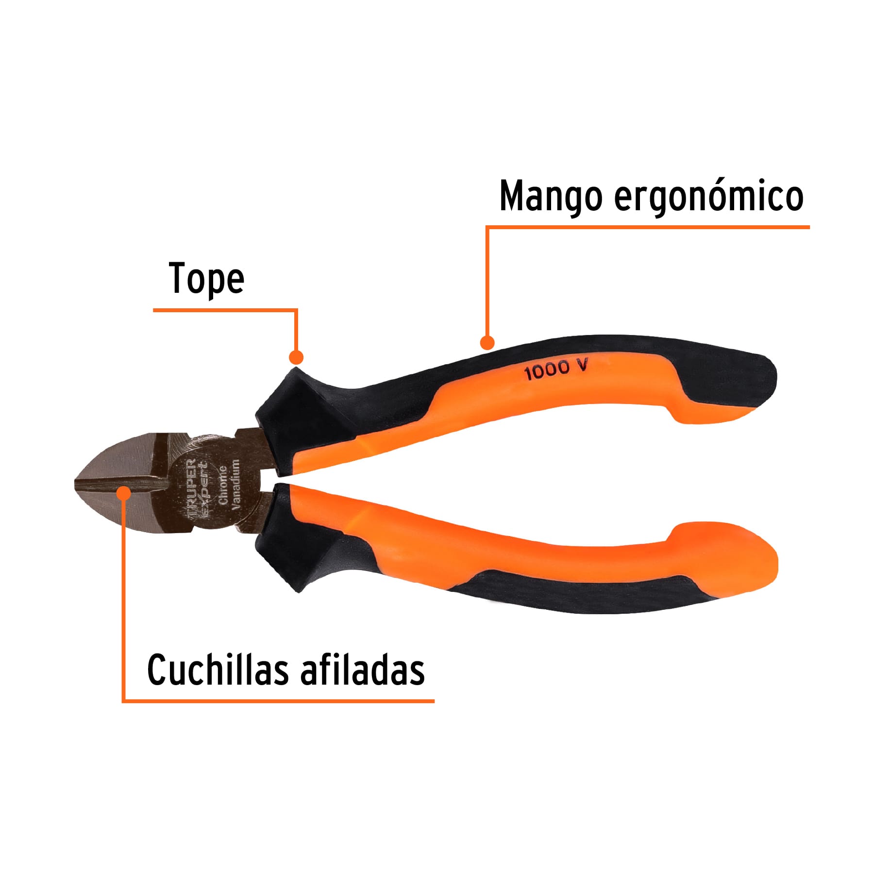Pinza corte diagonal 5" alta palanca, Comfort Grip, EXPERT