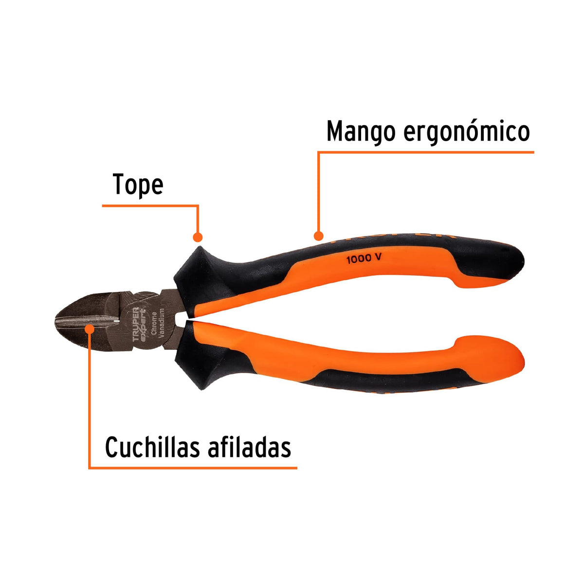 Pinza corte diagonal 6" alta palanca, Comfort Grip, EXPERT