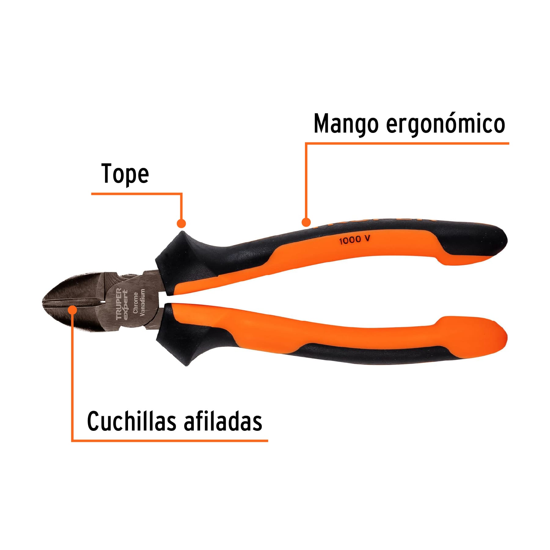 Pinza corte diagonal 7" alta palanca, Comfort Grip, EXPERT