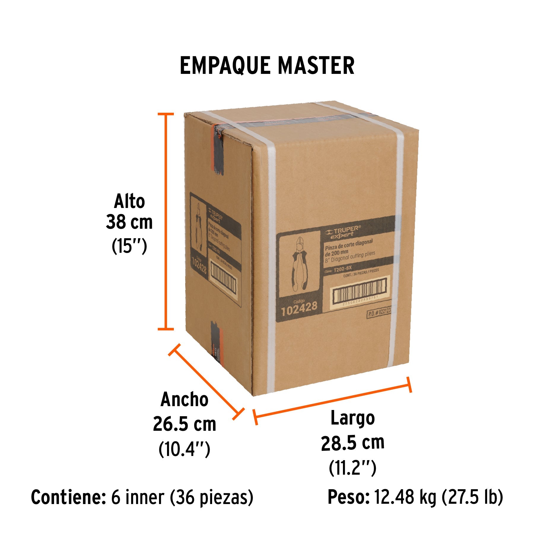 Pinza corte diagonal 8" alta palanca, Comfort Grip, EXPERT - Empaque
