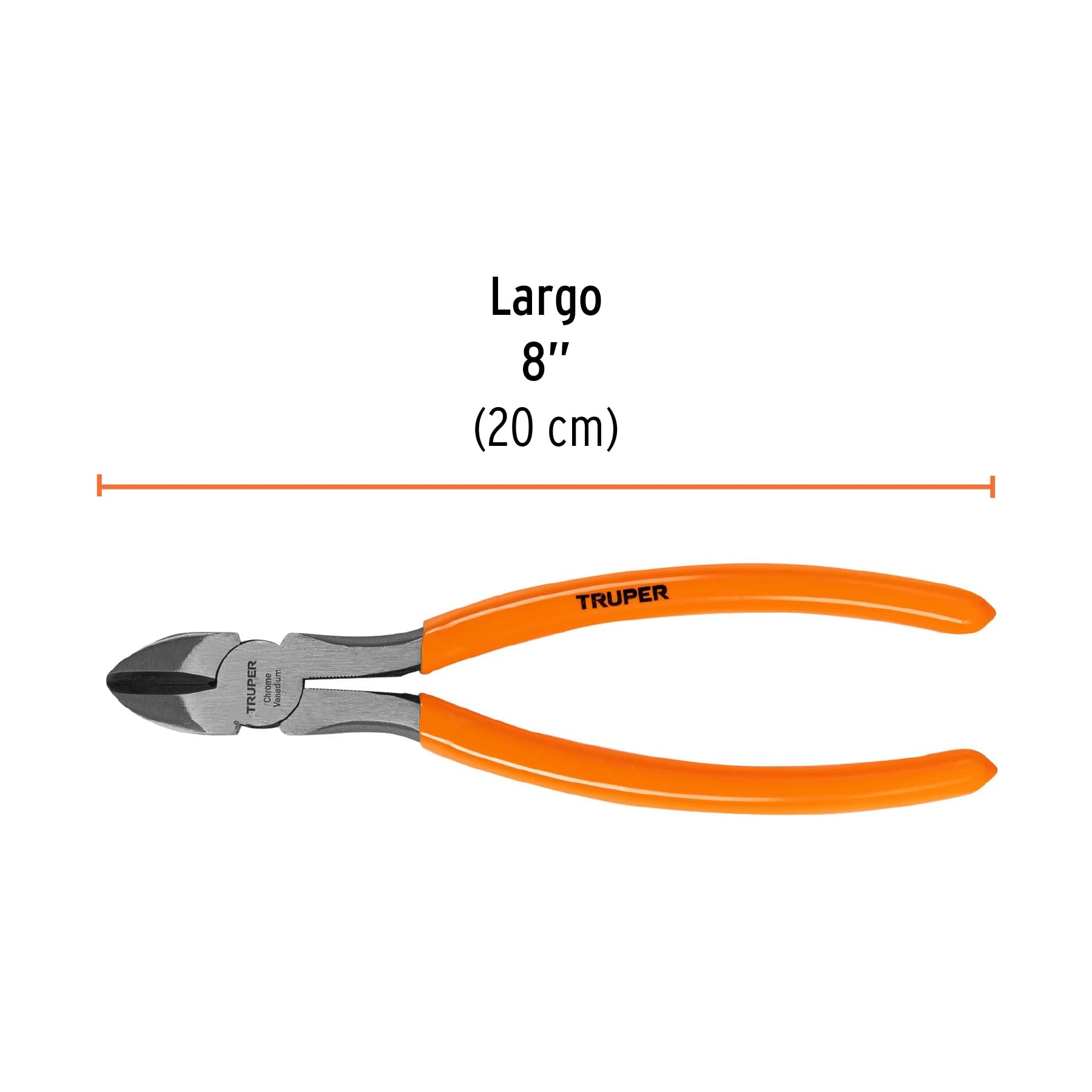 Pinza de corte diagonal 8" mango de PVC, TRUPER