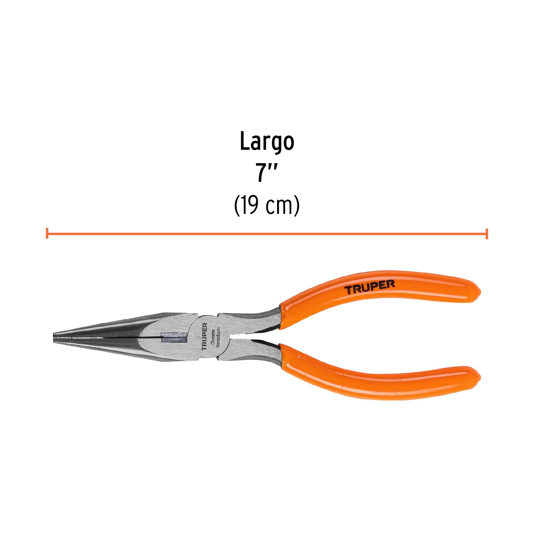 Pinza de punta y corte 7" mango de PVC, TRUPER