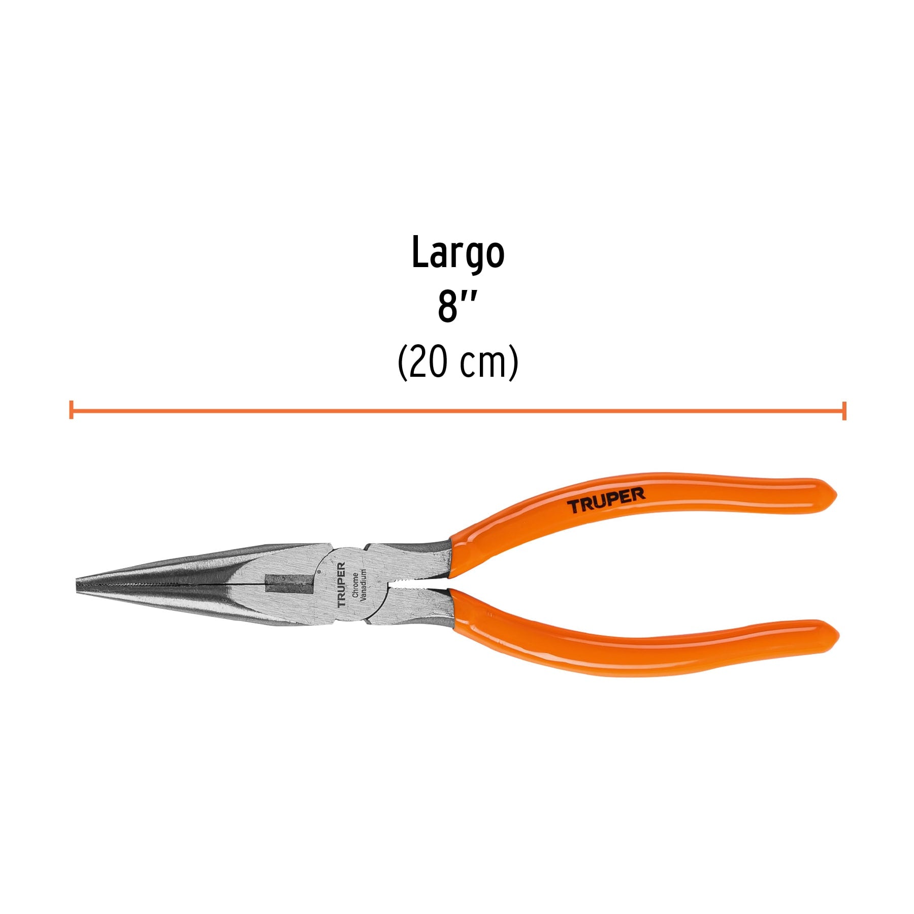 Pinza de punta y corte 8" mango de PVC, TRUPER