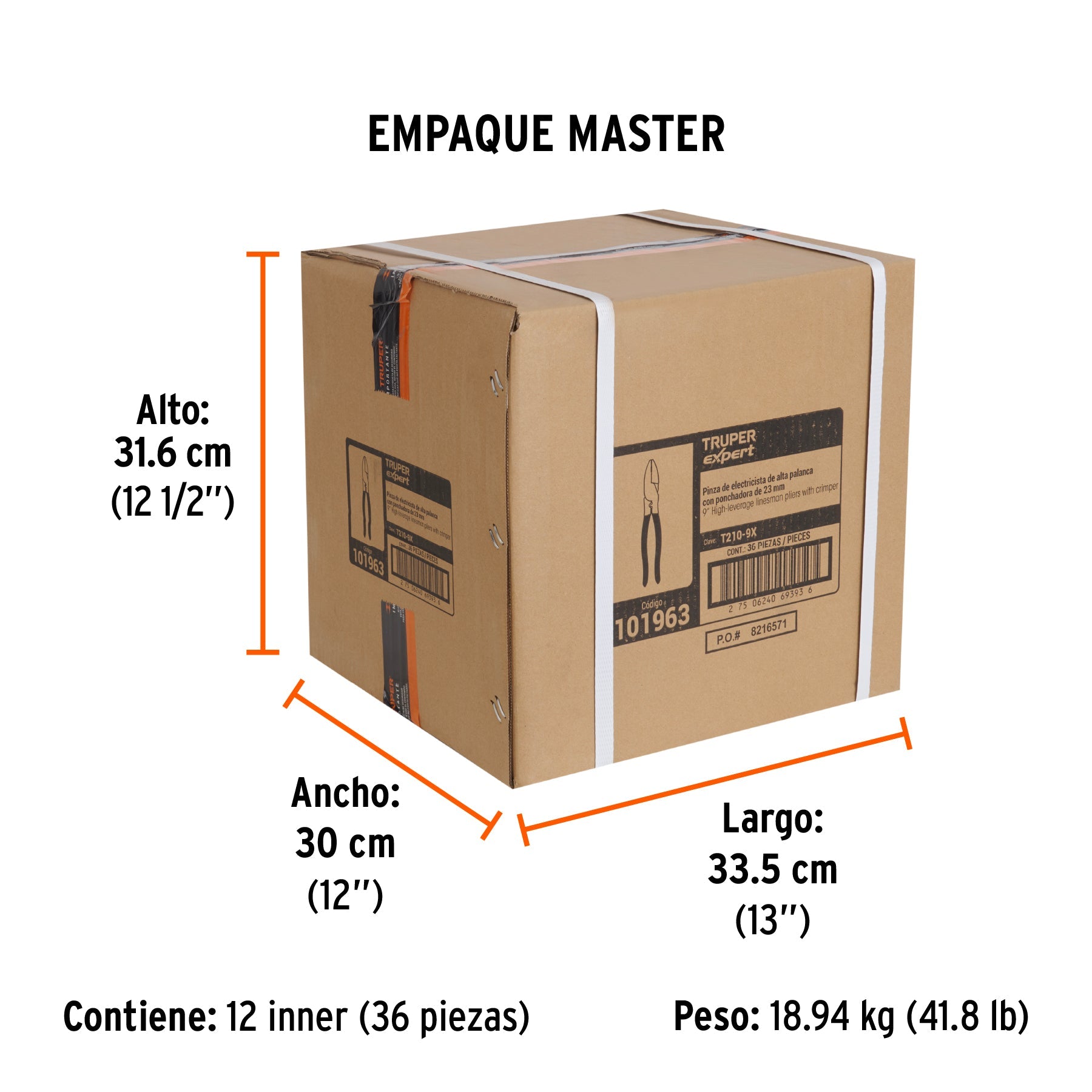 Pinza para electricista 9" c/ponchador de terminales, EXPERT - Empaque