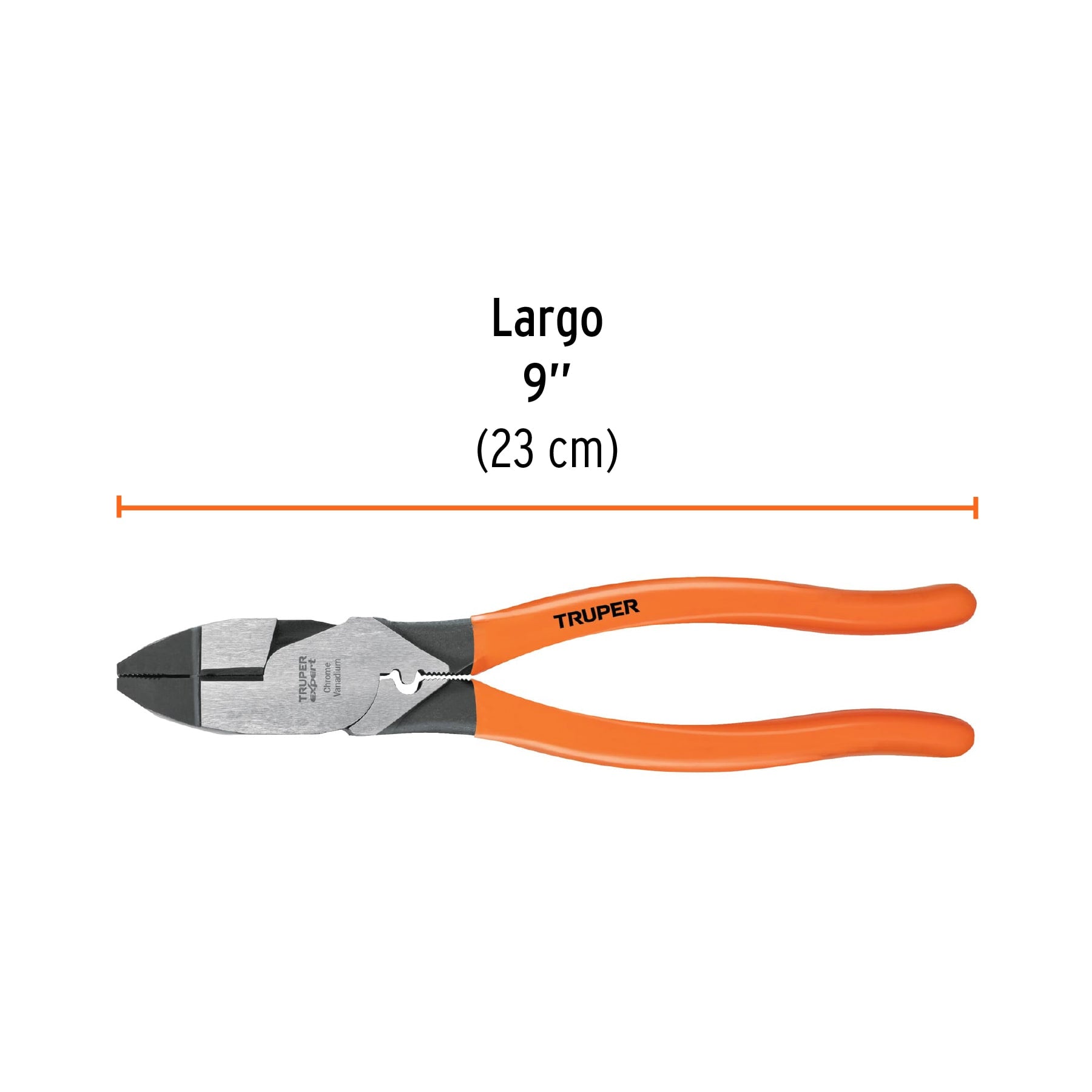 Pinza para electricista 9" c/ponchador de terminales, EXPERT