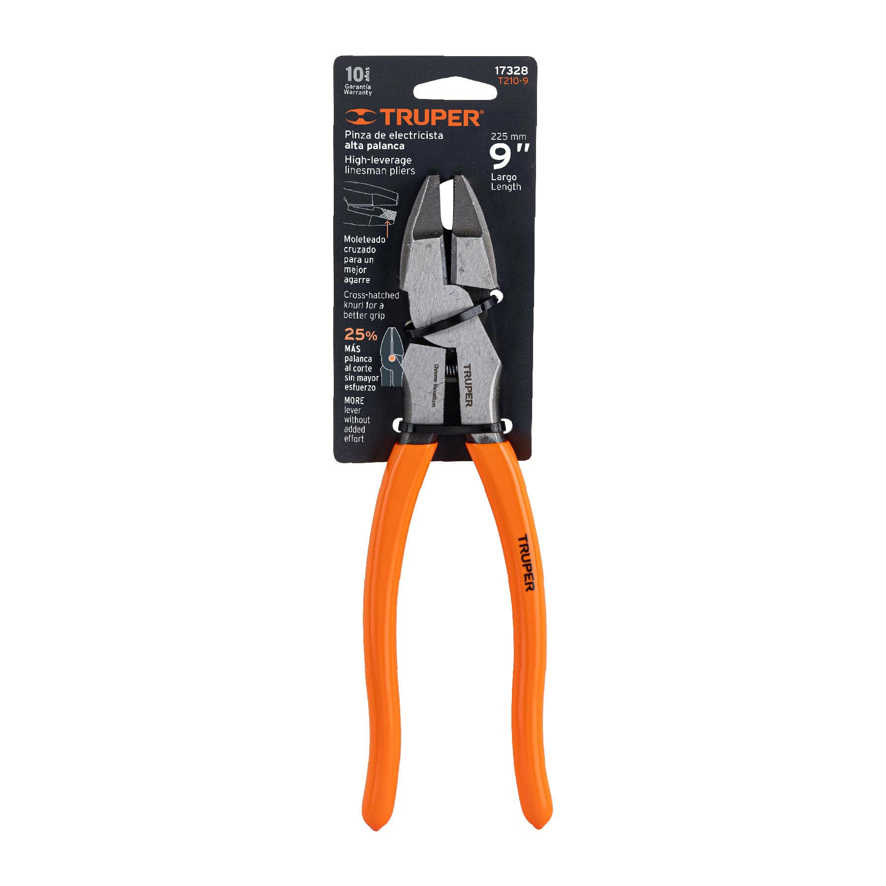 Pinza para electricista 9" alta palanca mango PVC, TRUPER