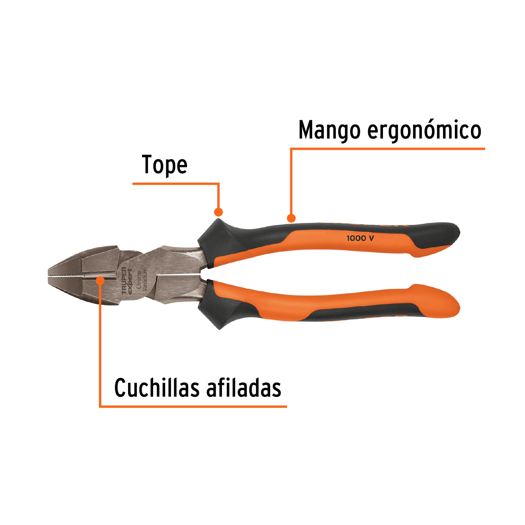 Pinza para electricista 9" alta palanca mango Comfort Grip