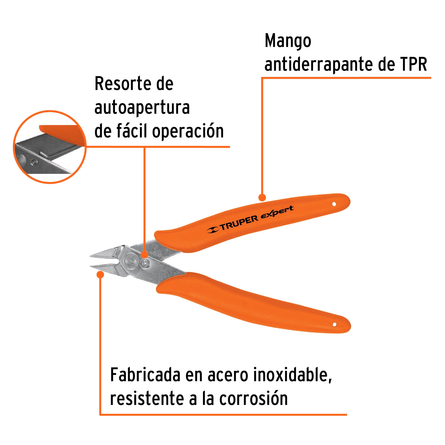 Pinza 5" de corte para electrónica, TRUPER EXPERT