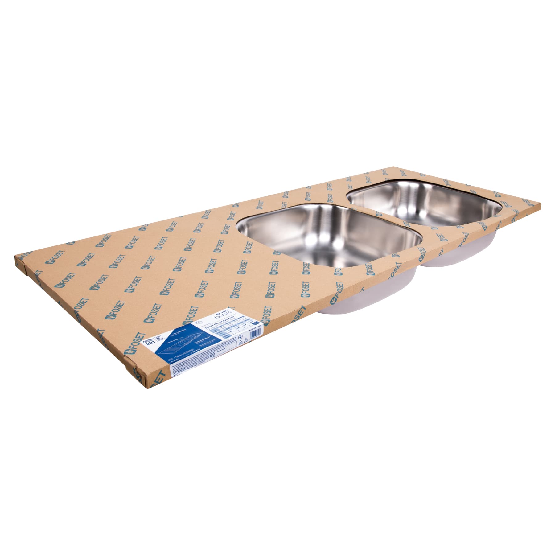 Tarja de empotrar 120x50cm doble tina derecha, FOSET BASIC