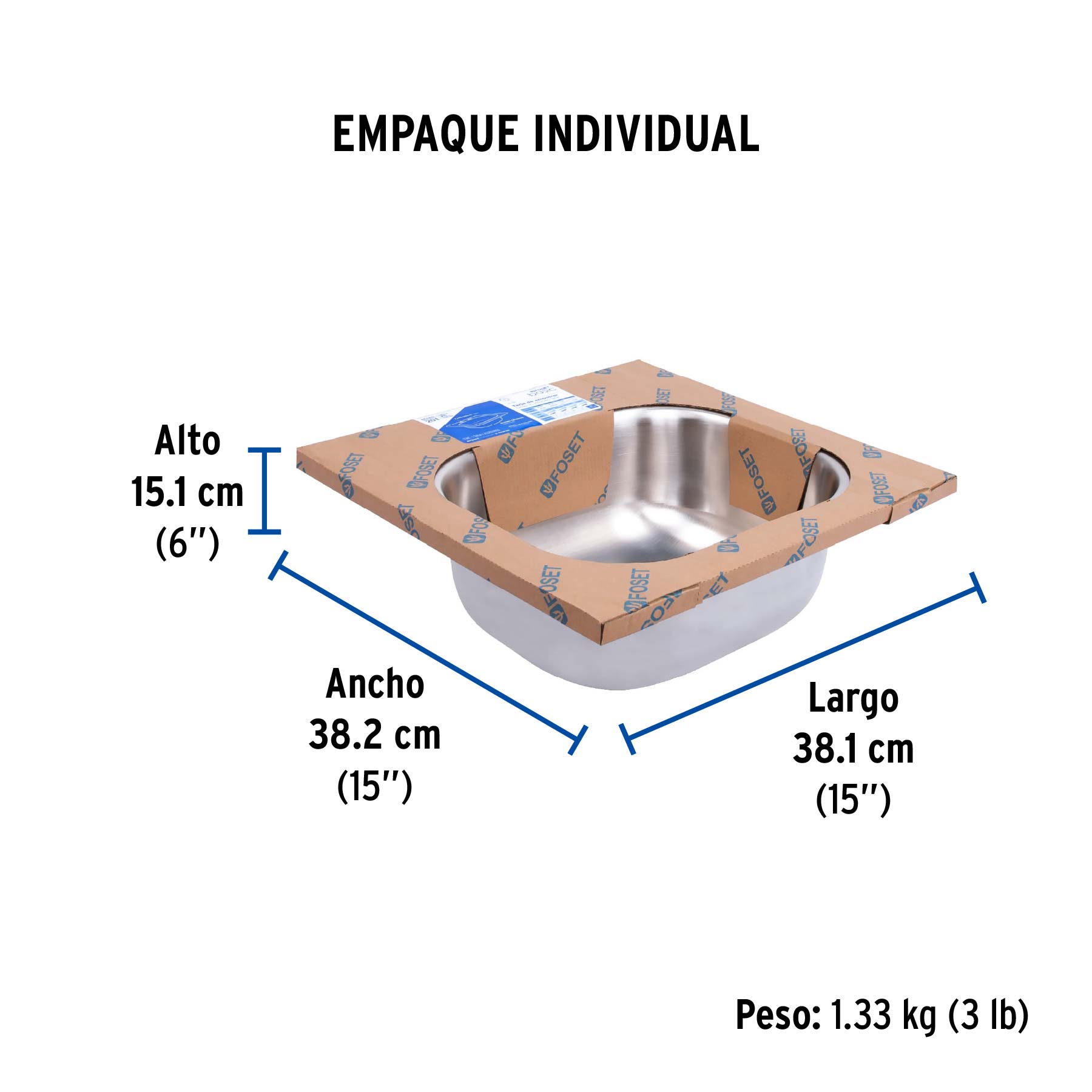 Tarja de empotrar sencilla 38x38cm, FOSET BASIC - Empaque