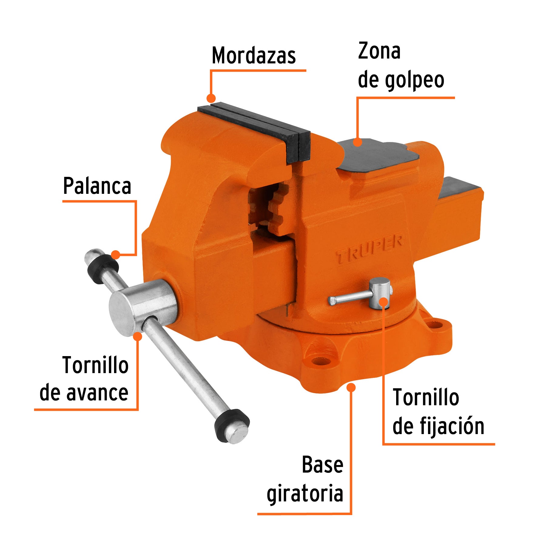 Tornillo de banco 4" uso industrial de hierro nodular
