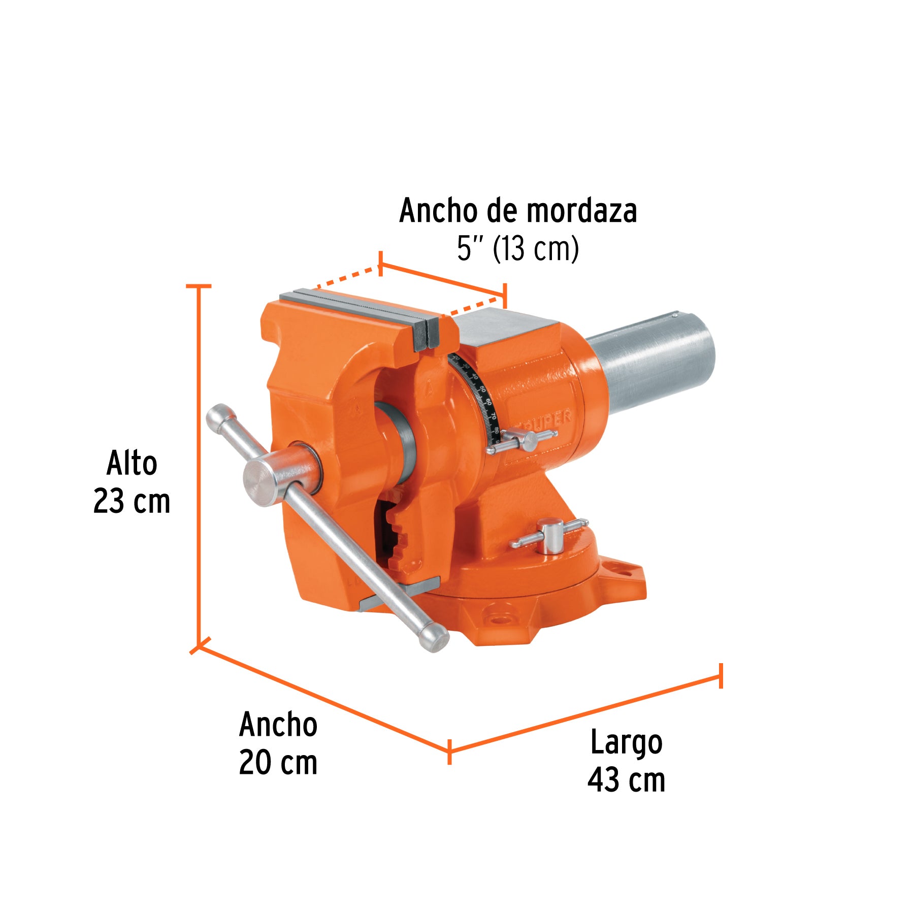 Tornillo de banco 5" multipropósito de hierro dúctil, TRUPER