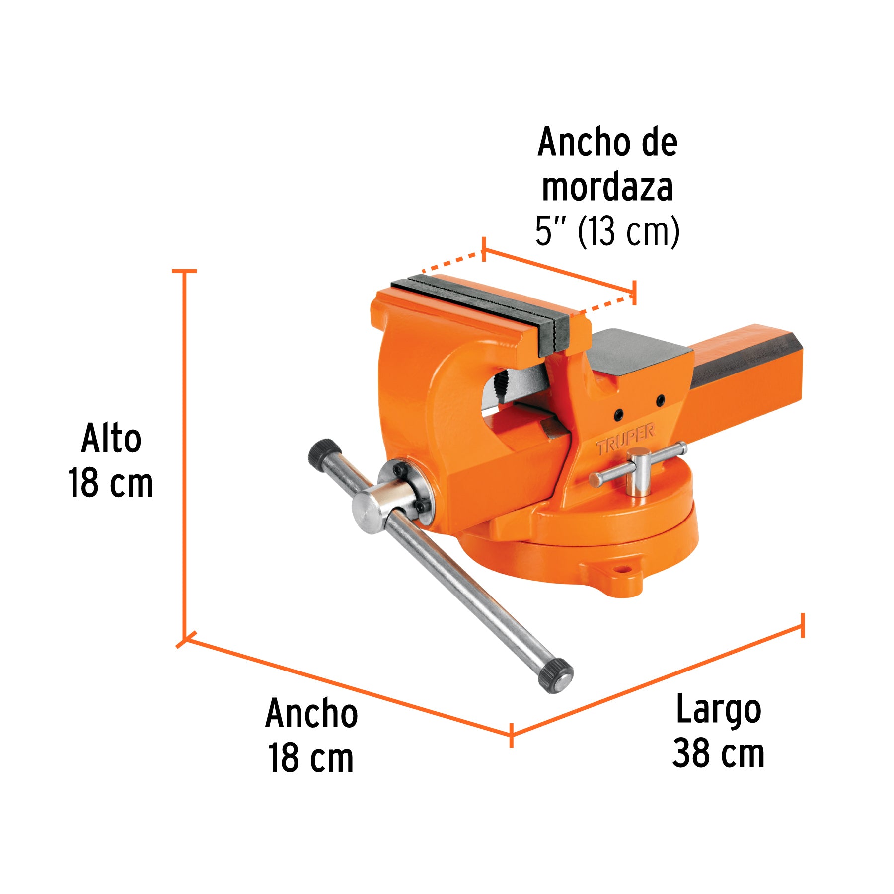 Tornillo de banco 5" industrial de hierro dúctil, EXPERT