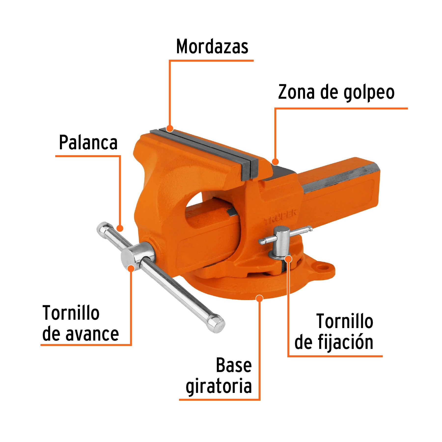 Tornillo de banco 6" tipo europeo de hierro nodular, TRUPER