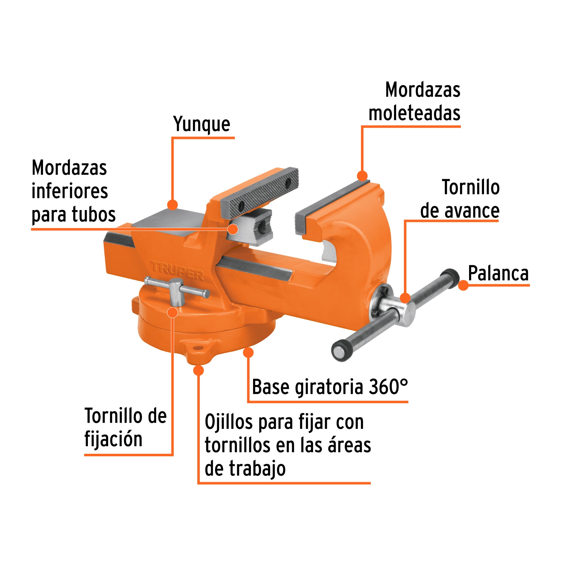 Tornillo de banco 6" industrial de hierro dúctil, EXPERT